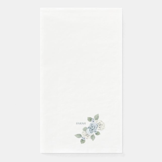 Brautparty Dusty Blue Floral Individuelle Name Serviette (Vorderseite)