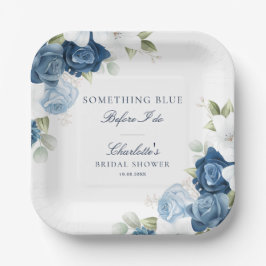 Brautparty Dusty Blue Floral Pappteller