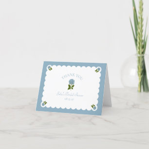 Brautparty Dusty Blue Hydrangea Chic Scalloped Dankeskarte
