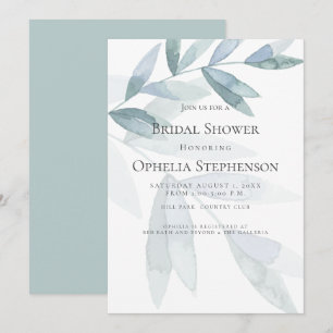 Brautparty   Dusty Blue Watercolor Eucalyptus Einladung