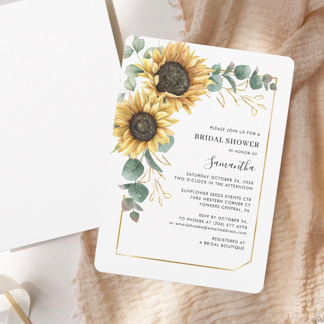 Brautparty Einladung (Watercolor Floral Sunflower Bridal Shower Invitation)