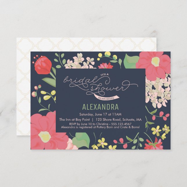 Brautparty Einladung - Garten, Blume, Elegant (Vorne/Hinten)