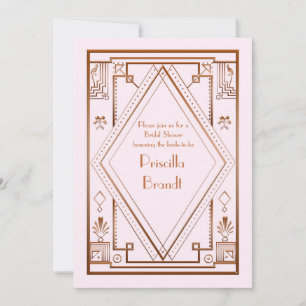 Brautparty-Einladung, großer Gatsby, gold rosa Einladung