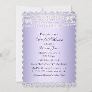 Brautparty-Einladung Lace & Pearl Purple Einladung