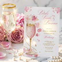 Brautparty-Einladung 'Petals, Pearls & Prosecco'
