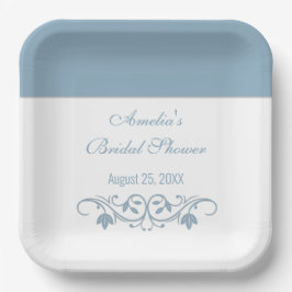 Brautparty - Elegante blaue Dusche Pappteller