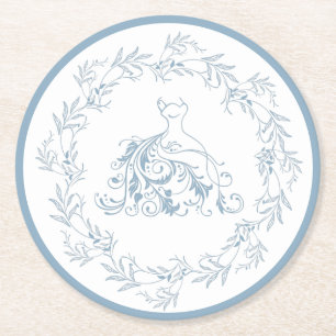 Brautparty - Elegante blaue Duschpapier-Untersetze Runder Pappuntersetzer
