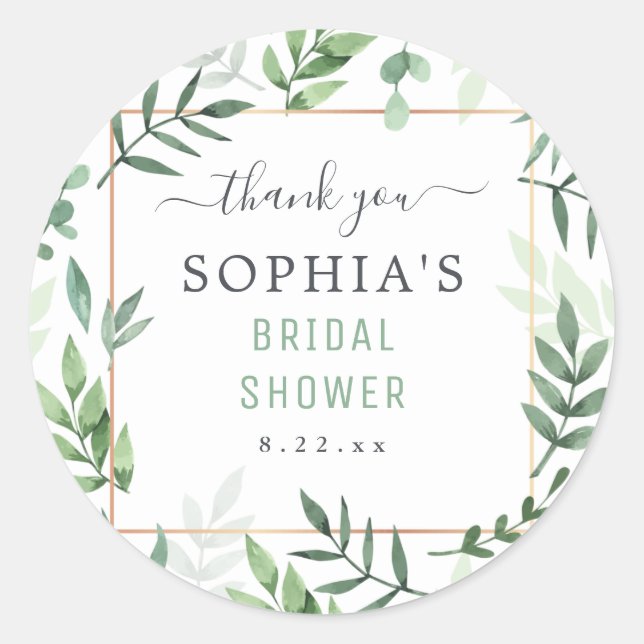 Brautparty Elegante Wasserfarbenhochzeit Runder Aufkleber (Vorderseite)