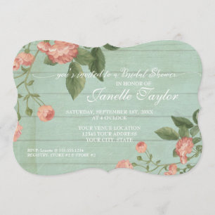 Brautparty Elegantes Holz Hübsche Vintage Blume Einladung