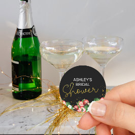 Brautparty Erdbeeren und Blume Runder Aufkleber