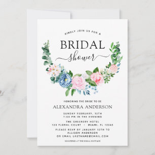 Brautparty Eucalyptus Blauer Rosa Blauer Blauer Bl Einladung