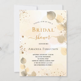 Brautparty Eukalyptus Glitzer Goldfall Einladung