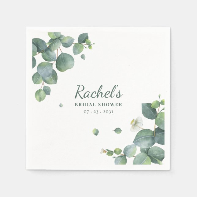 Brautparty Eukalyptus Greenery Custom Paper Serviette (Vorderseite)