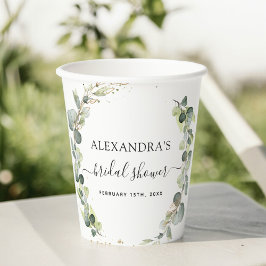 Brautparty Eukalyptus Greenery Paper Cups Pappbecher