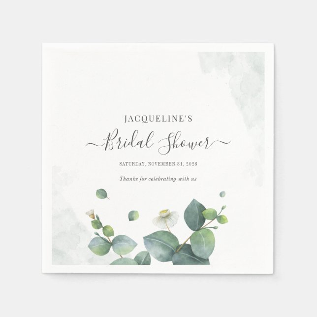 Brautparty Eukalyptus Sukkulente Vegetation Serviette (Vorderseite)