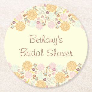 Brautparty Extravagant Modernes Blumenzeitalter Runder Pappuntersetzer