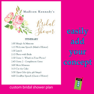 Brautparty Fahrplan 💐 Frühjahr Rosa Rose Einladung