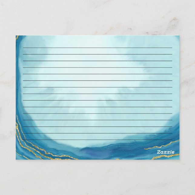 Brautparty Family Rezept Karte Blue Geode Agate (Rückseite)