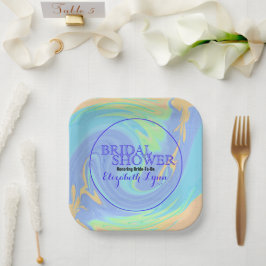 Brautparty Farbenfrohe Pastell Abstrakte Wirbel Pappteller
