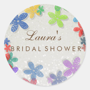 Brautparty Floral Confetti Pearl Runder Aufkleber