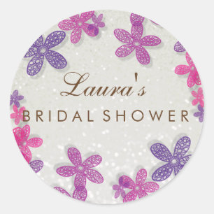 Brautparty Floral Confetti Pearl Runder Aufkleber