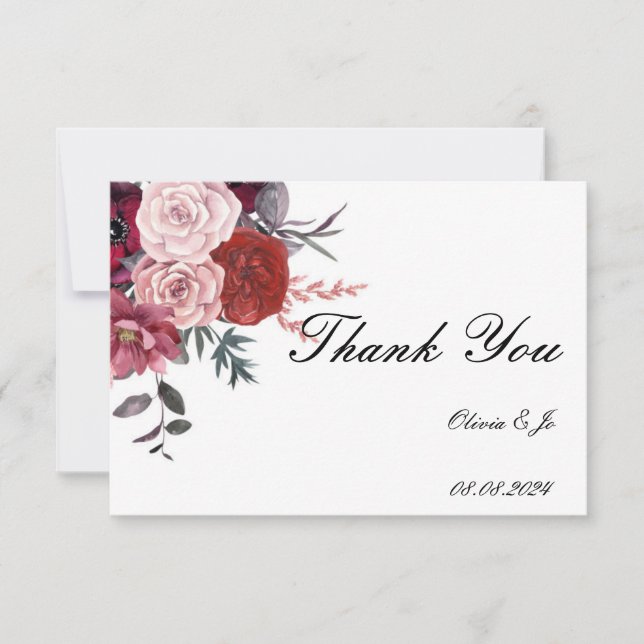 BRAUTPARTY FLORAL DANKE SIE KARTE (Vorderseite)