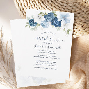 Brautparty Floral Dusty Blue Einladung