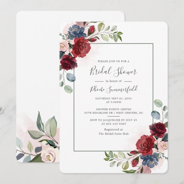 Brautparty Floral Einladung (Vorne/Hinten)