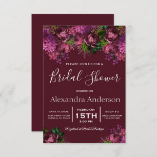 Brautparty Floral Marsala Burgund Einladung