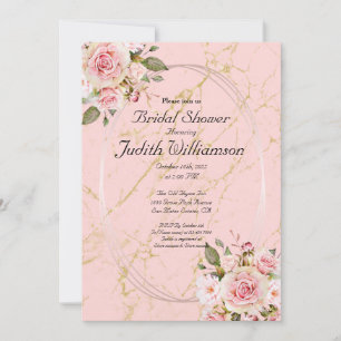Brautparty Floral Pink Flat Announccard Ankündigung