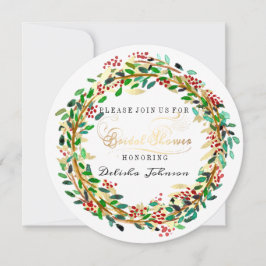 Brautparty Floral Wreath White Green Gold Einladung