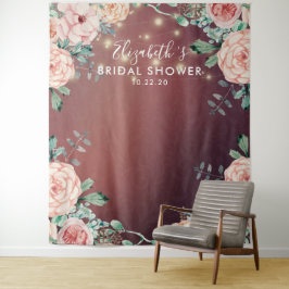 Brautparty Foto Backend Blume String Lights Wandteppich
