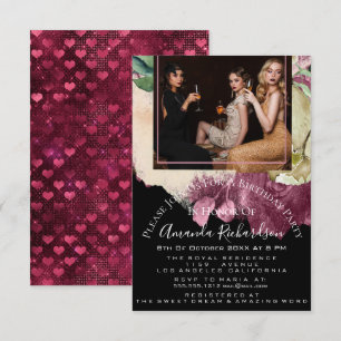 Brautparty Foto Floral Geburtstag Marsala Herzlich Einladung