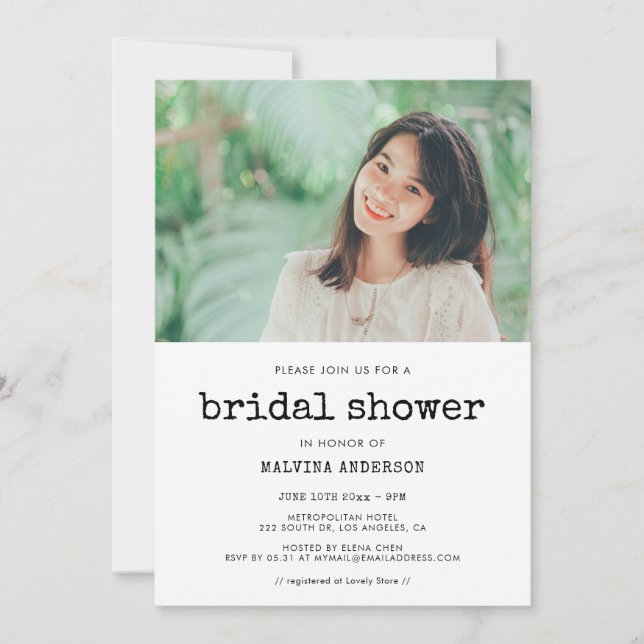 Brautparty-Foto für Vintage Schreibmaschinen Einladung (Vorderseite)