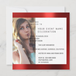 Brautparty Foto Geometrie-rotes karminrotes Einladung