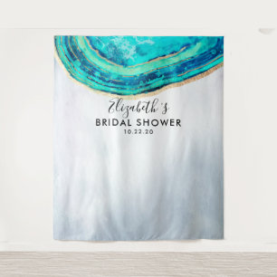 Brautparty Foto Hintergrund Aquamarin Gold Agate G Wandteppich