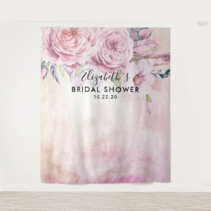 Brautparty Foto Hintergrund Boho Blume Feathers Wandteppich