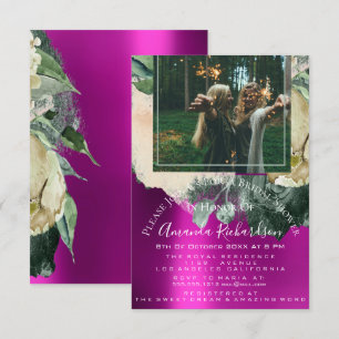 Brautparty Foto Pink Floral Geburtstag Graduati Einladung