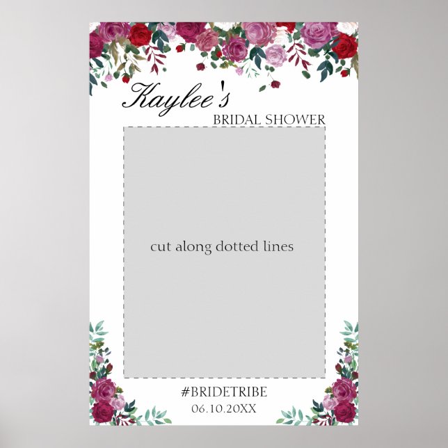 Brautparty Foto Prop | Aquarellblumen-Party Poster (Vorne)