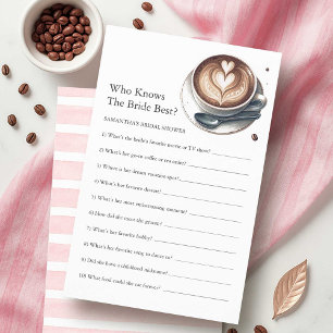 Brautparty Fragen Spiel Pink Kaffee Thema Flyer