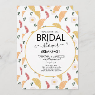 Brautparty Frühstücksbüffet Eggs Croissant Brunch Einladung