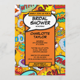 Brautparty Fun Retro Comic Buch Einladung