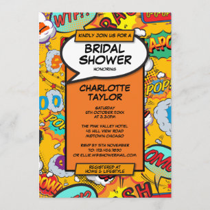 Brautparty Fun Retro Comic Buch Einladung