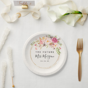 Brautparty für antike Rose Pappteller