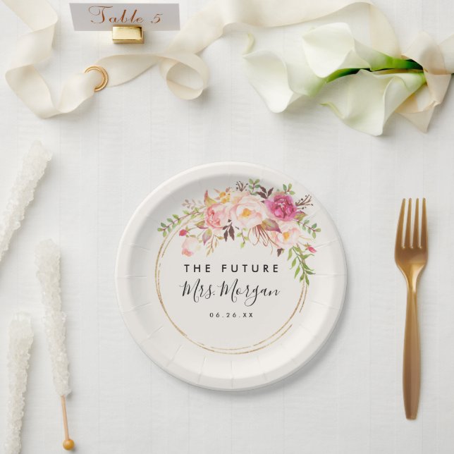 Brautparty für antike Rose Pappteller (Hochzeit)