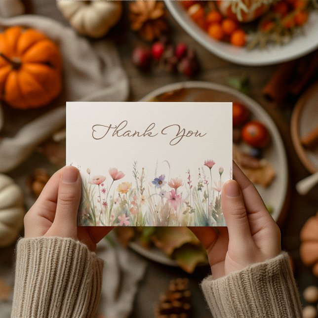 Brautparty für Aquarelle-Wildblumen Dankeskarte (Watercolor Meadow Wildflowers Bridal Shower Thank You Card)