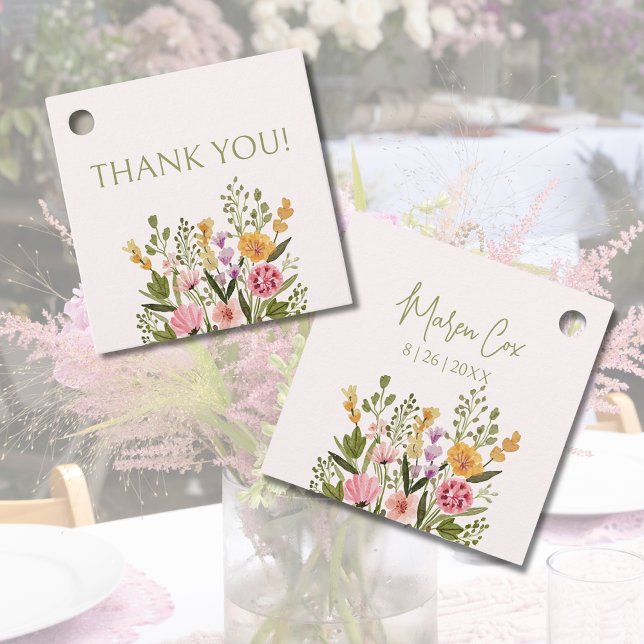 Brautparty für Aquarellfarben Vielen Dank Geschenkanhänger (Watercolor Flowers Bridal Shower Thank You Favor Tags)