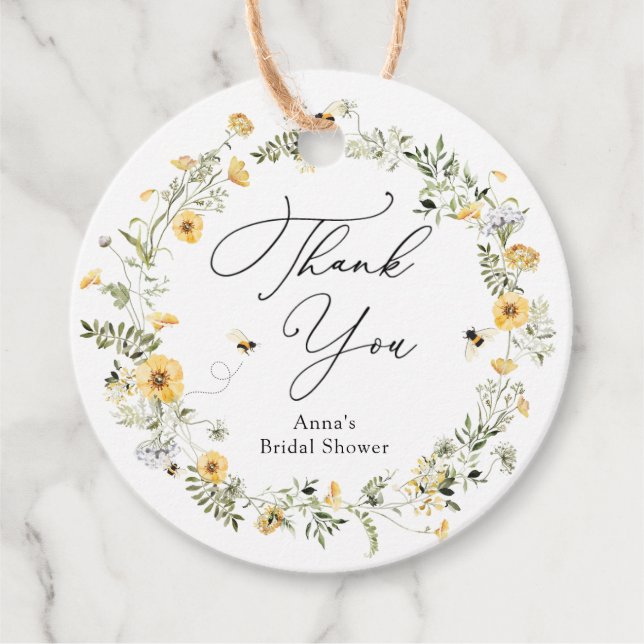 Brautparty für Bienen und Wildblumen Geschenkanhänger (Vorderseite)
