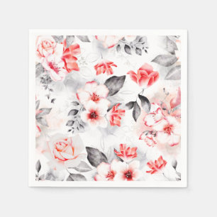 Brautparty für Blume in Rot und Grau Serviette