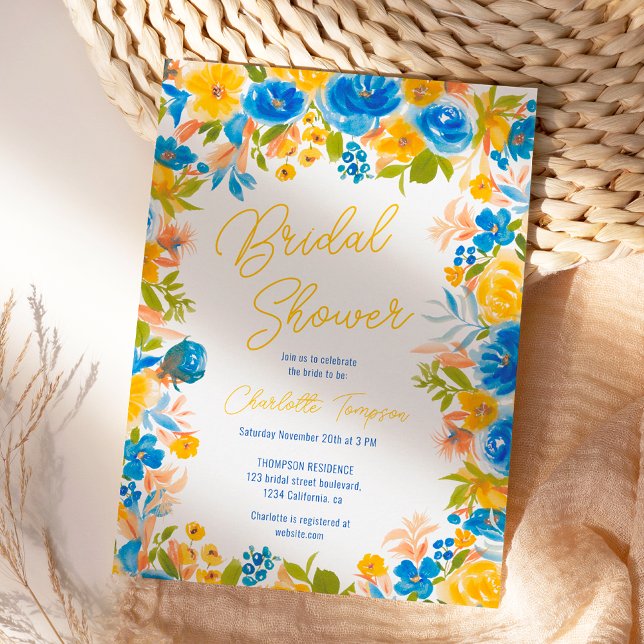 Brautparty für das Skript "Blume in Helland" Einladung (Bright country wild flowers script bridal shower invitation)